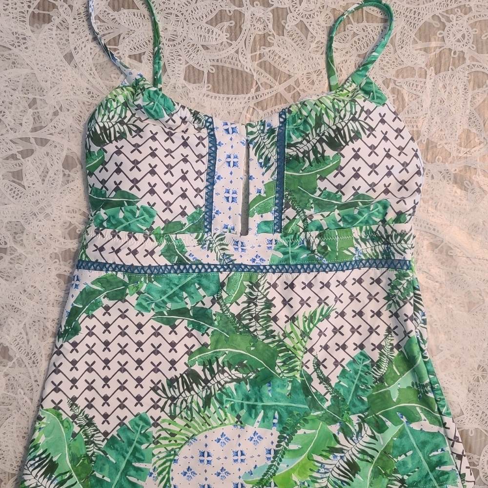 Nanette Lepore Palm Patchwork  Tankini Swim Top Women's Size 8 - Picture 5 of 10